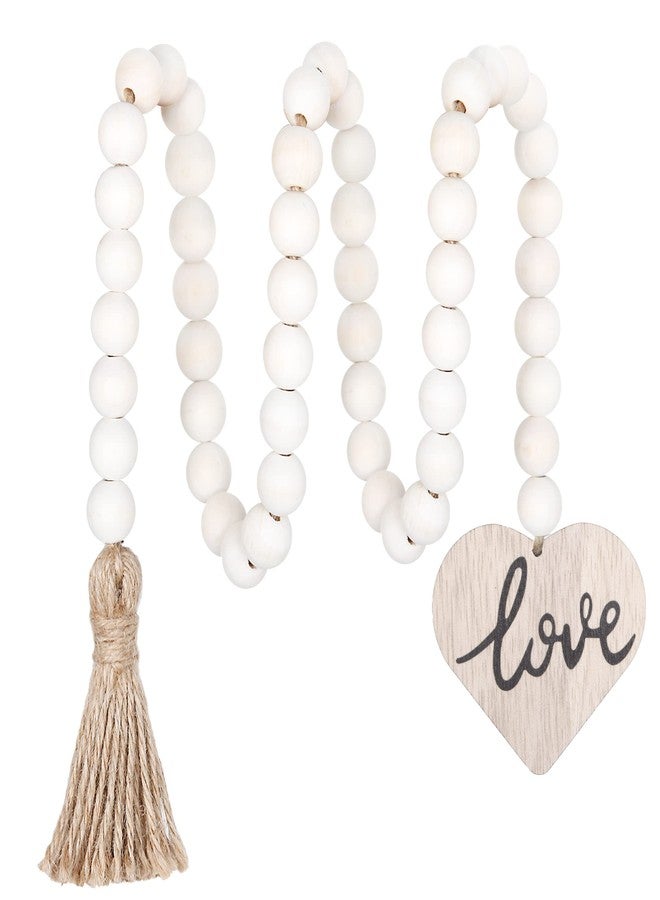 Meplait Love Wooden Bead Garland with Tassel, Decorative Beads Home Decor Farmhouse Tassel Garland Boho Decor for Tiered Tray（38in） - Image 1